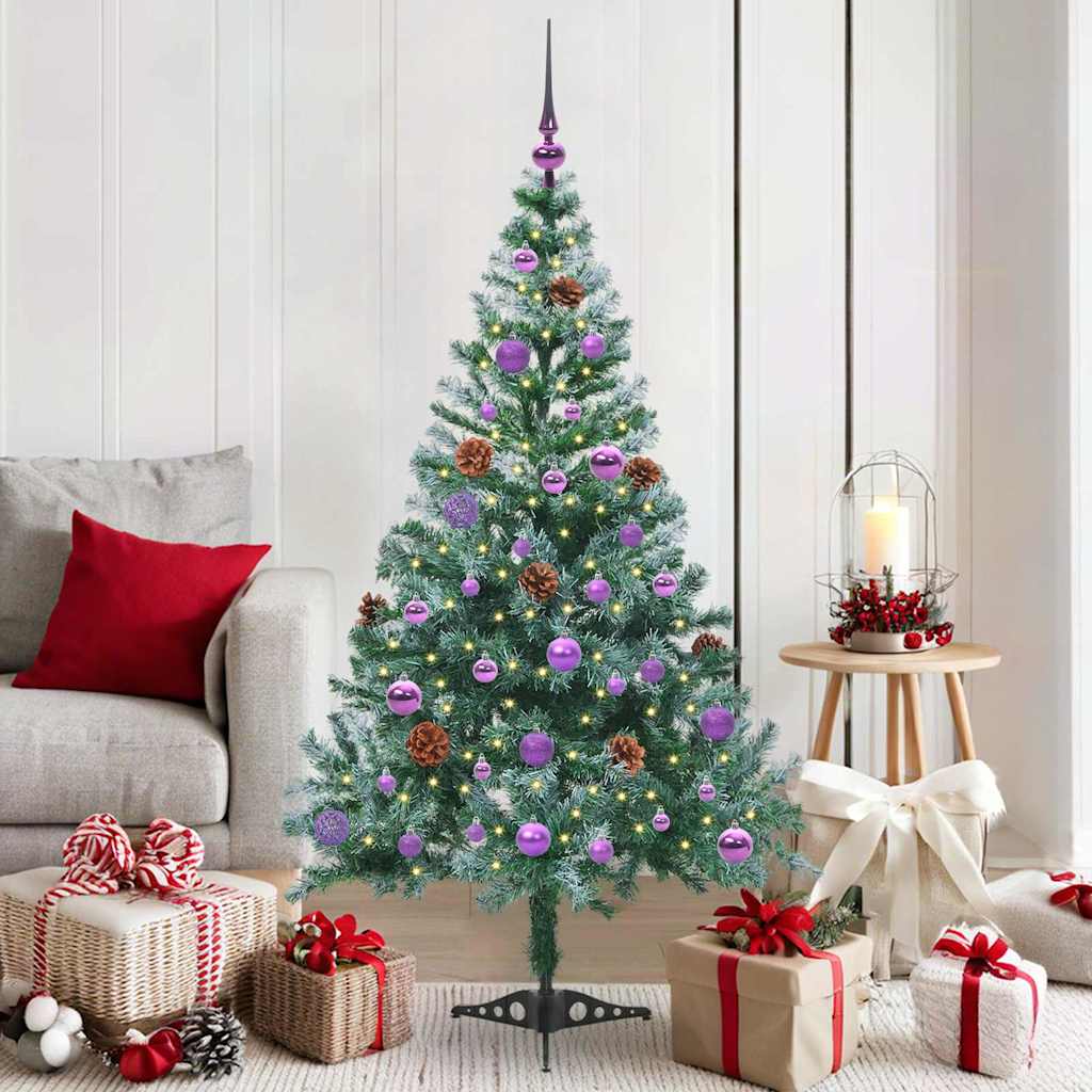 Kunstig juletre med 150 LED med stativ grønn 150 cm PVC og stål