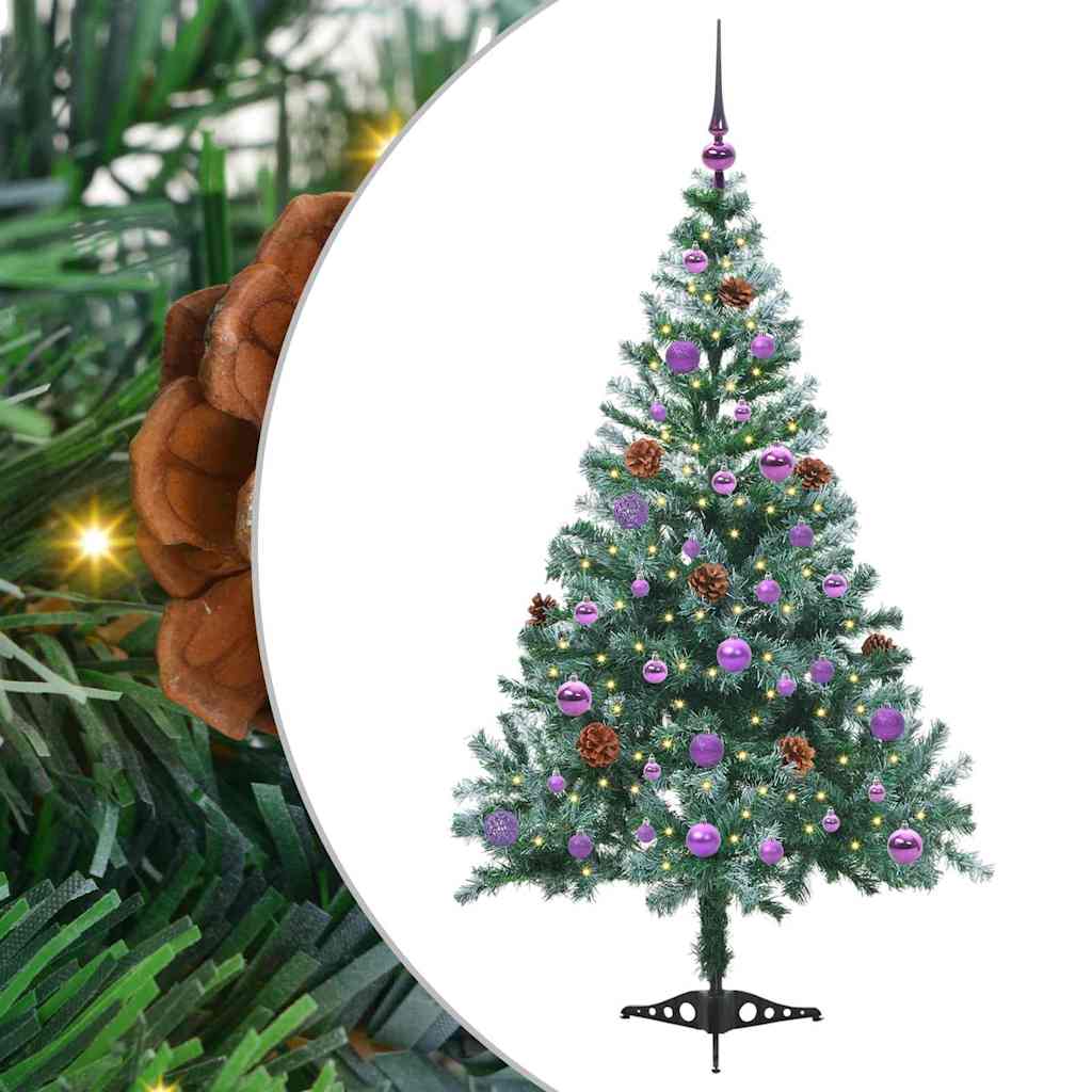 Kunstig juletre med 150 LED med stativ grønn 150 cm PVC og stål