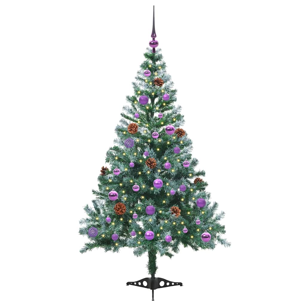 Kunstig juletre med 150 LED med stativ grønn 150 cm PVC og stål