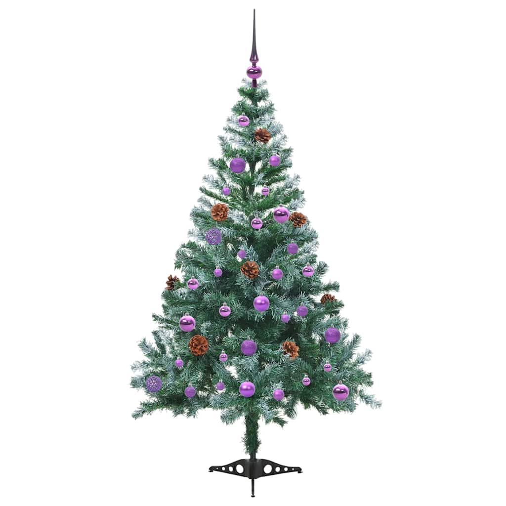 Kunstig juletre med 150 LED med stativ grønn 150 cm PVC og stål