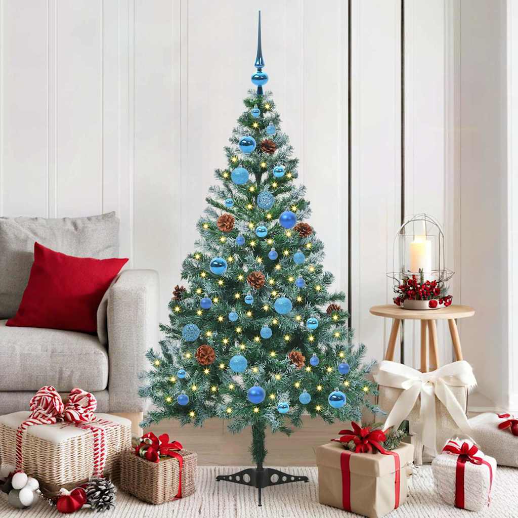 Kunstig juletre med 150 LED med stativ grønn 150 cm PVC og stål