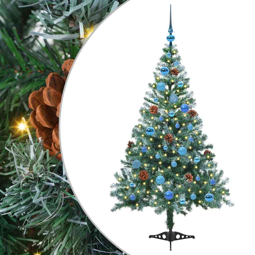 Kunstig juletre med 150 LED med stativ grønn 150 cm PVC og stål