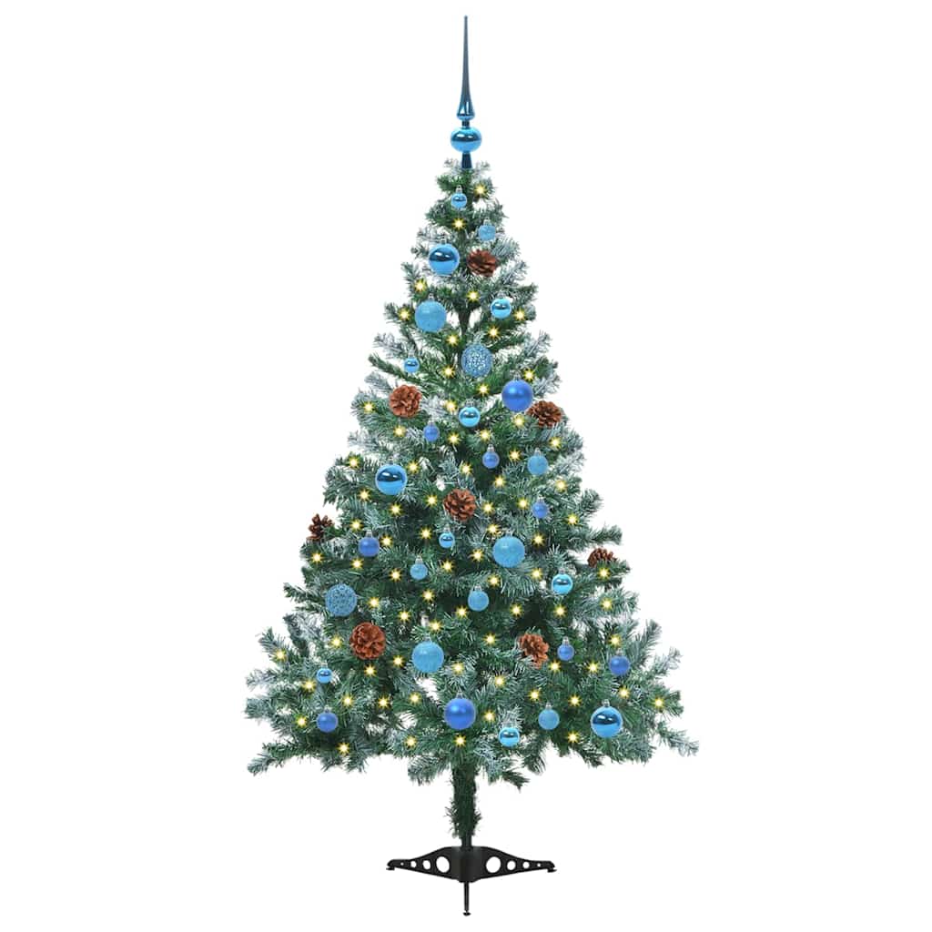 Kunstig juletre med 150 LED med stativ grønn 150 cm PVC og stål
