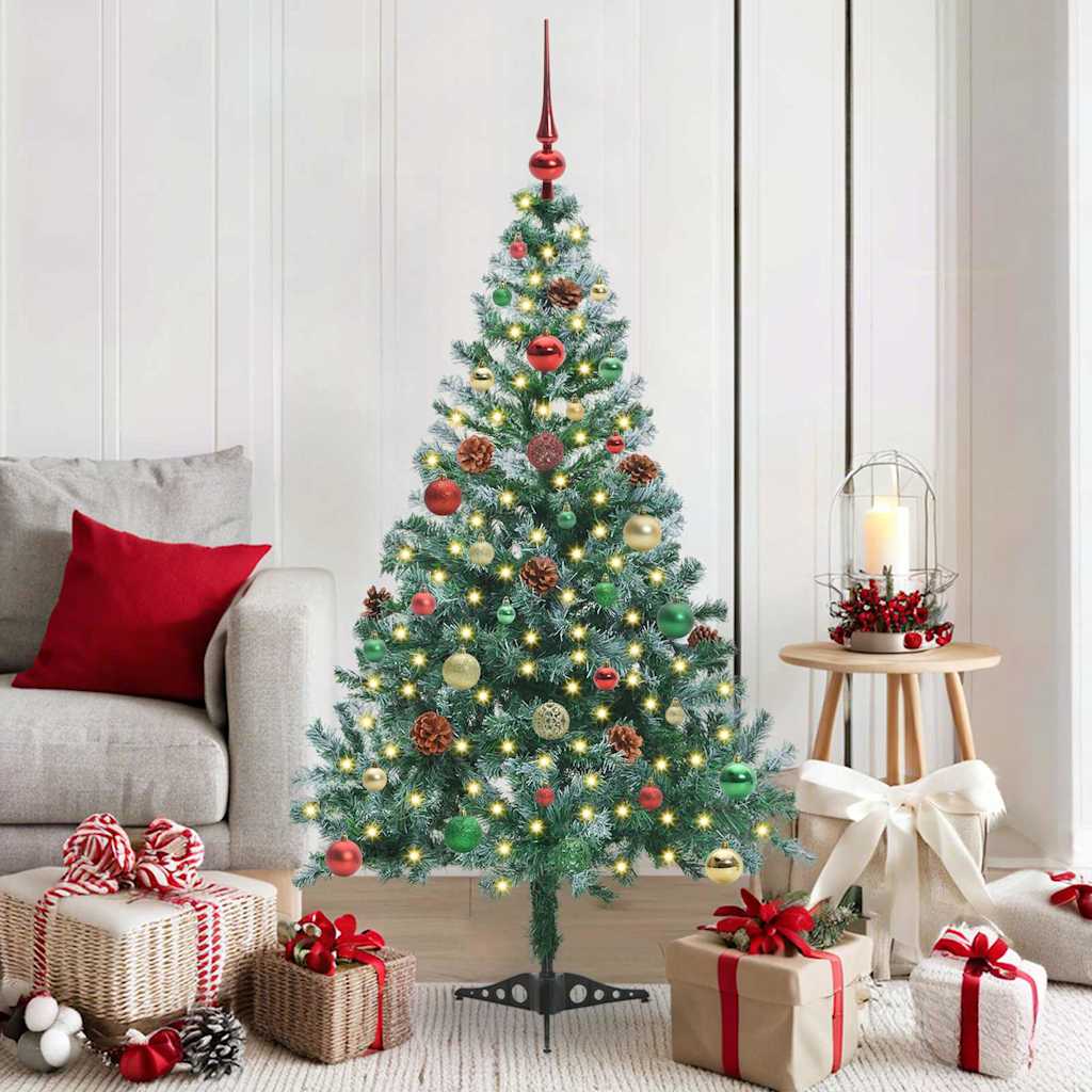 Kunstig juletre med 150 LED med stativ grønn 150 cm PVC og stål