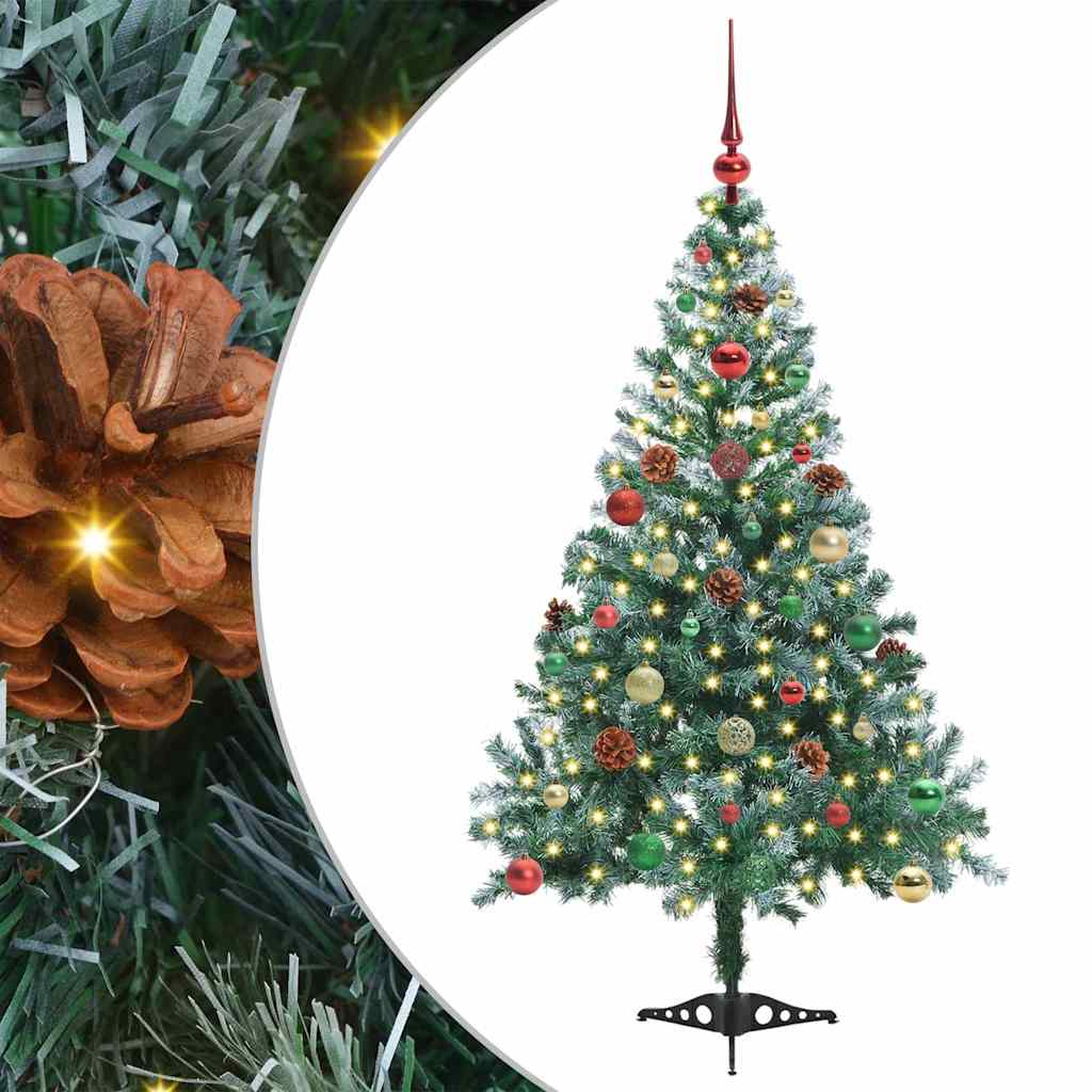 Kunstig juletre med 150 LED med stativ grønn 150 cm PVC og stål