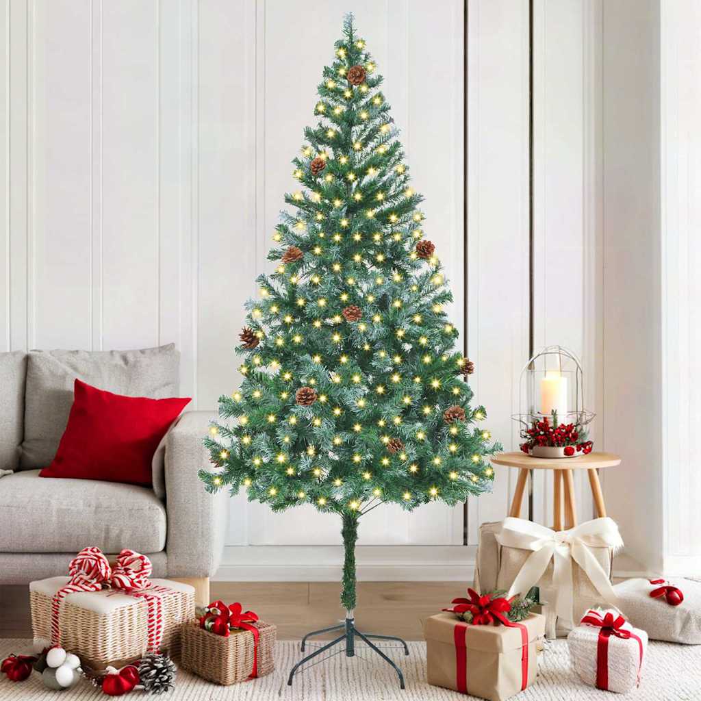 Kunstig juletre med 300 LED med stativ grønn 180 cm PVC og stål