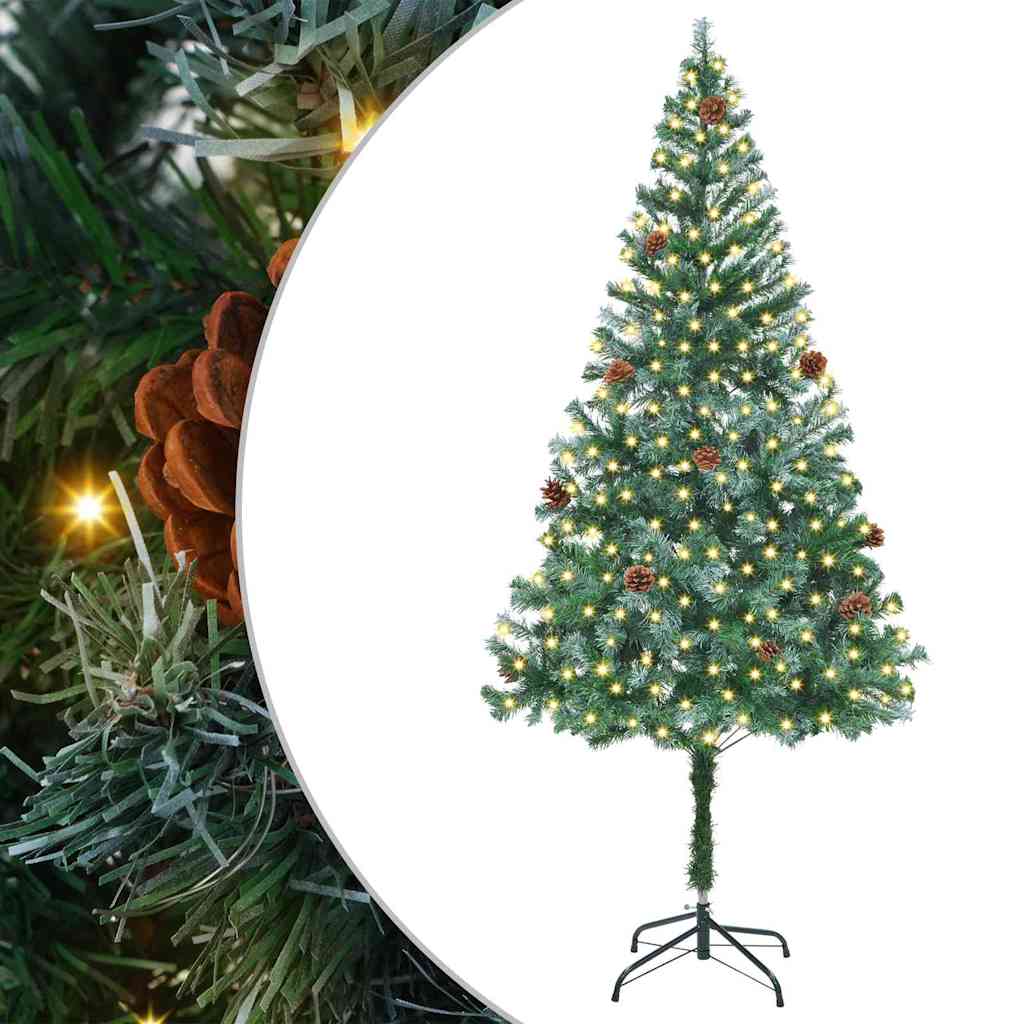 Kunstig juletre med 300 LED med stativ grønn 180 cm PVC og stål