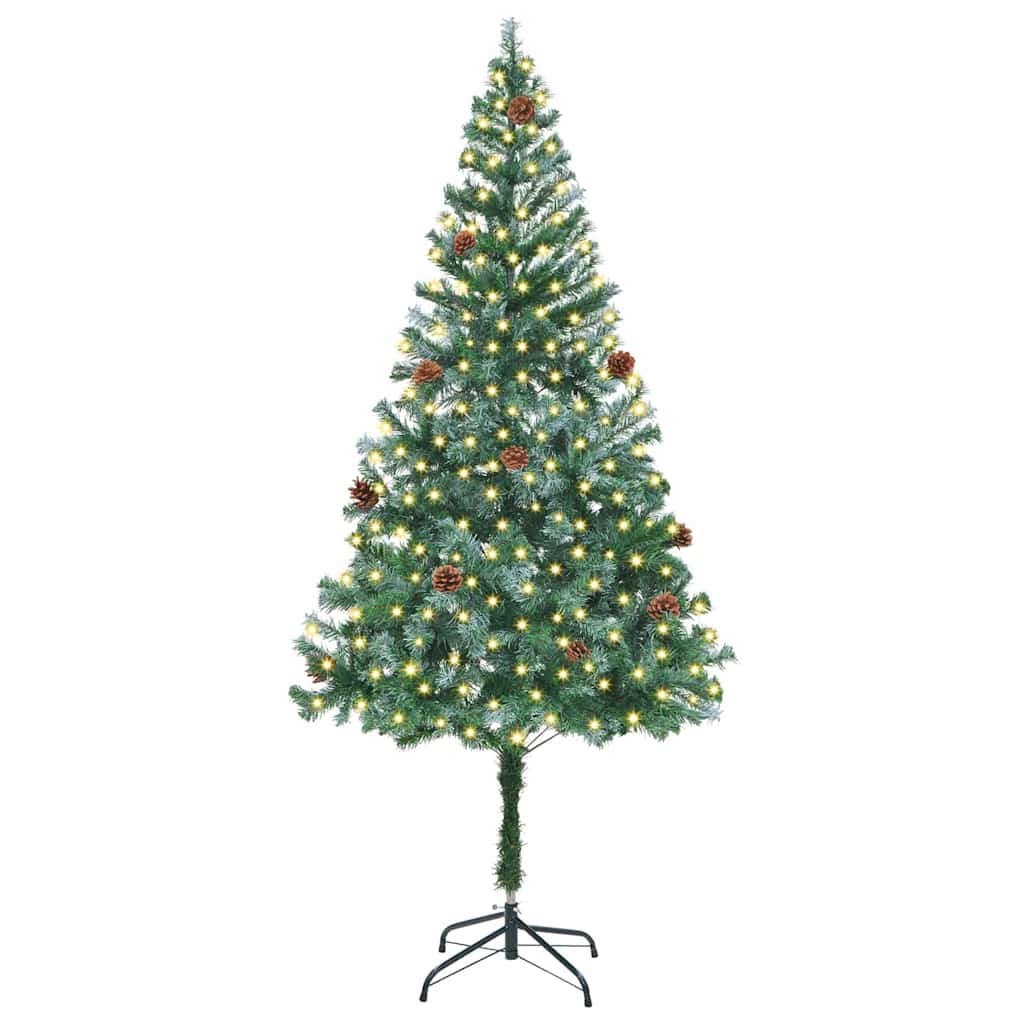 Kunstig juletre med 300 LED med stativ grønn 180 cm PVC og stål