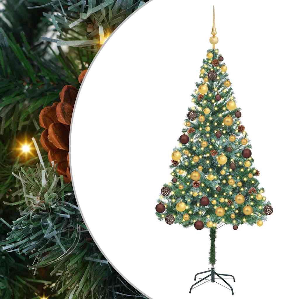 Kunstig juletre med 300 LED med stativ grønn 180 cm PVC og stål