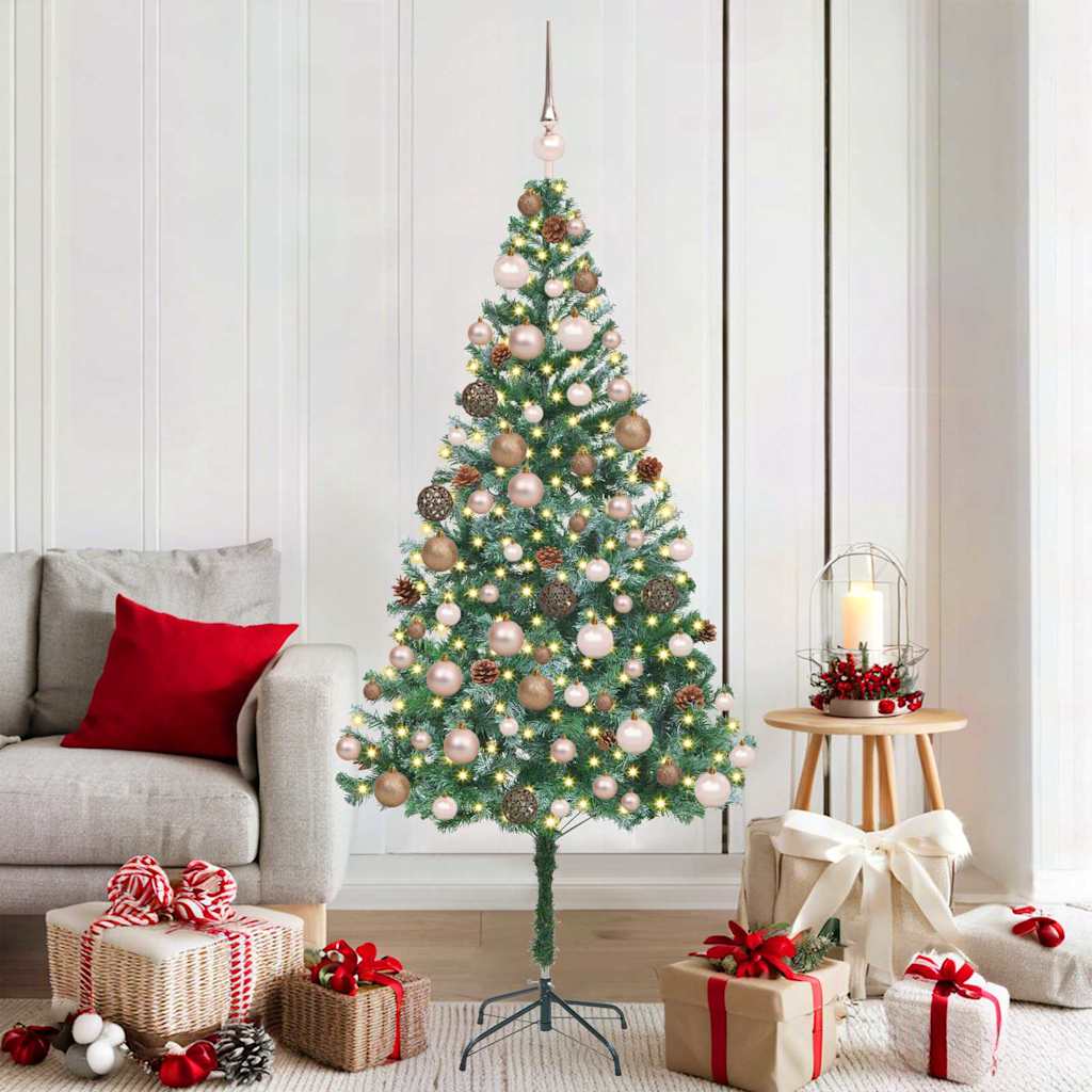 Kunstig juletre med 300 LED med stativ grønn 180 cm PVC og stål