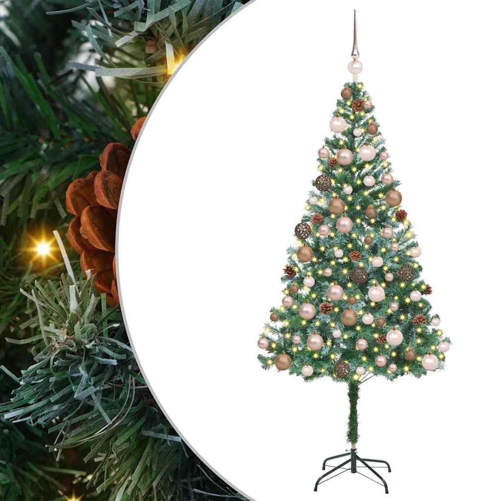 Kunstig juletre med 300 LED med stativ grønn 180 cm PVC og stål