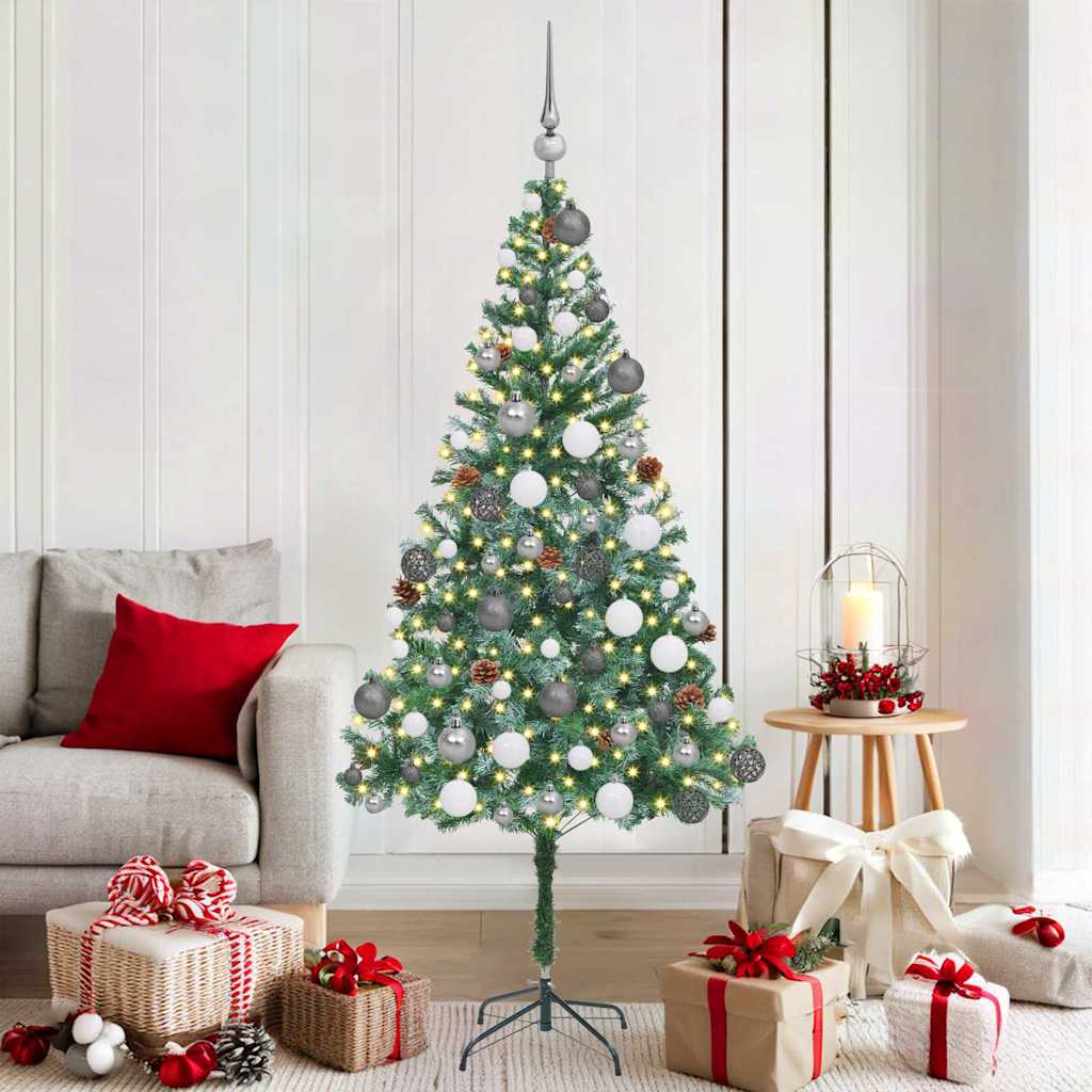 Kunstig juletre med 300 LED med stativ grønn 180 cm PVC og stål