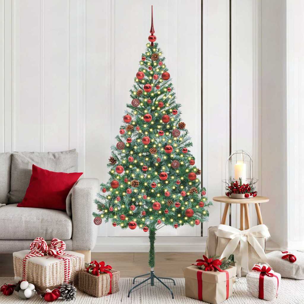 Kunstig juletre med 300 LED med stativ grønn 180 cm PVC og stål