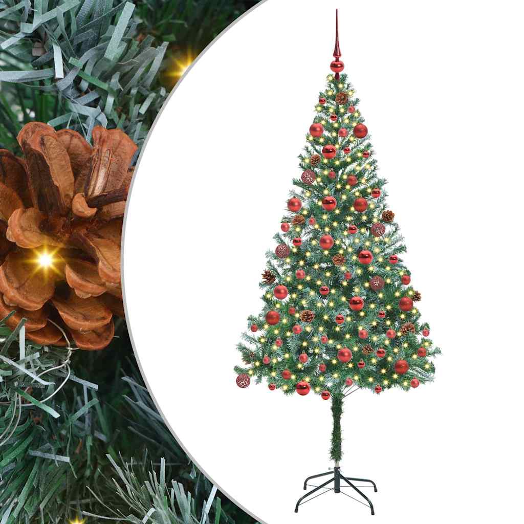 Kunstig juletre med 300 LED med stativ grønn 180 cm PVC og stål
