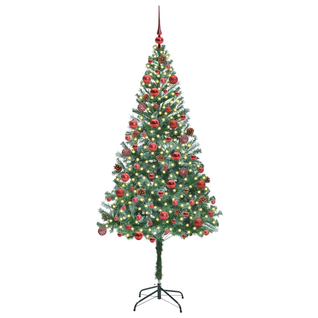 Kunstig juletre med 300 LED med stativ grønn 180 cm PVC og stål