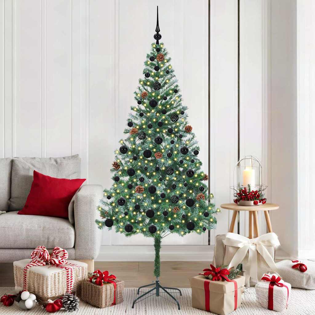 Kunstig juletre med 300 LED med stativ grønn 180 cm PVC og stål