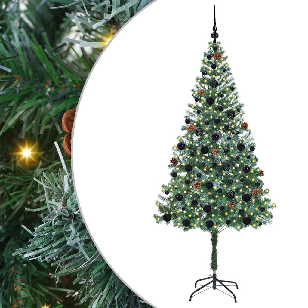 Kunstig juletre med 300 LED med stativ grønn 180 cm PVC og stål