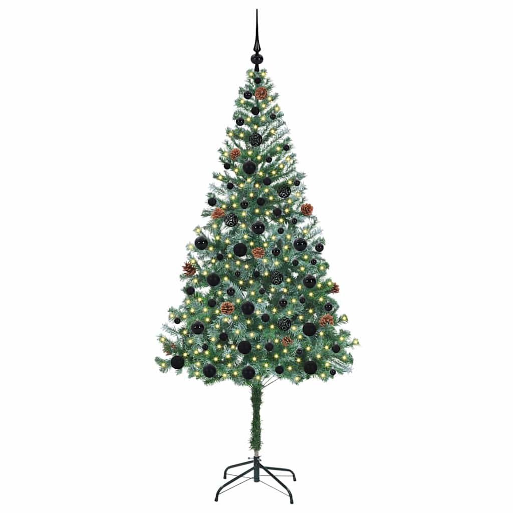 Kunstig juletre med 300 LED med stativ grønn 180 cm PVC og stål