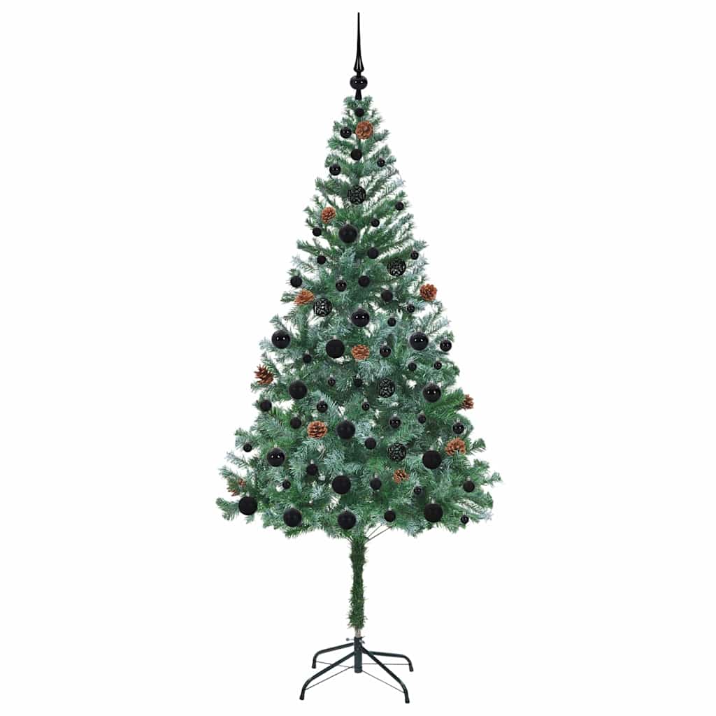 Kunstig juletre med 300 LED med stativ grønn 180 cm PVC og stål