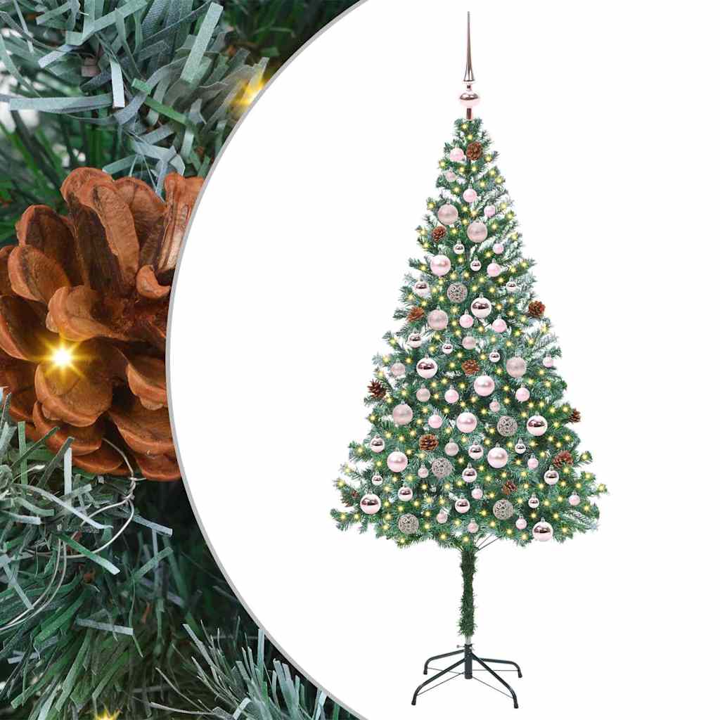 Kunstig juletre med 300 LED med stativ grønn 180 cm PVC og stål