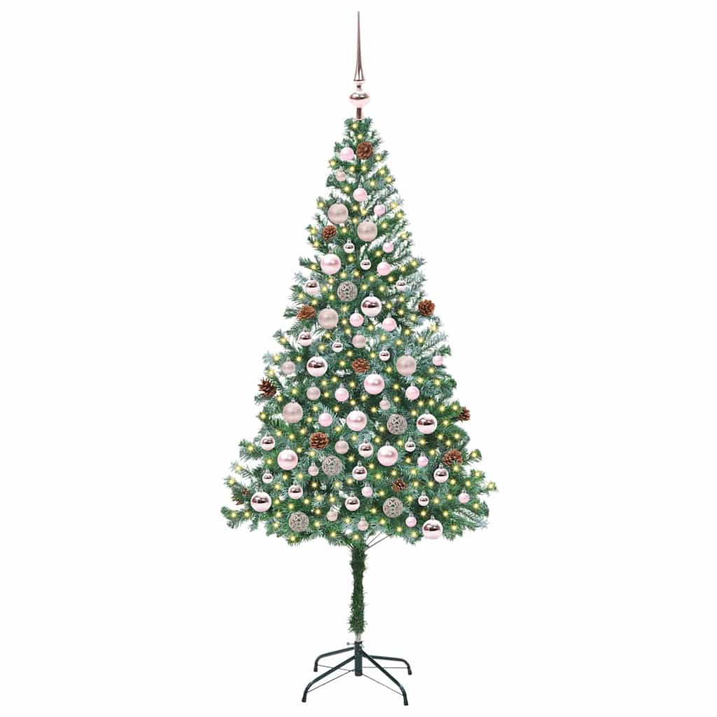 Kunstig juletre med 300 LED med stativ grønn 180 cm PVC og stål