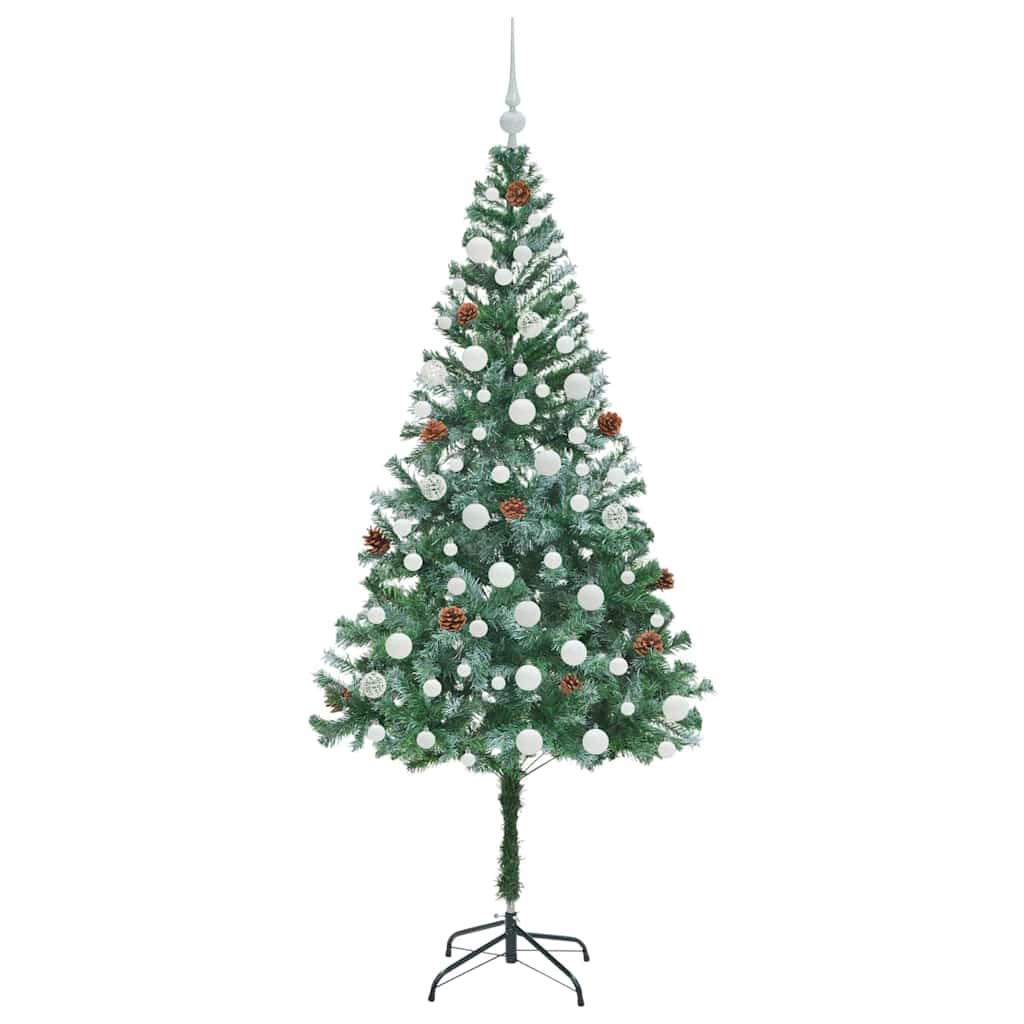 Kunstig juletre med 300 LED med stativ grønn 180 cm PVC og stål