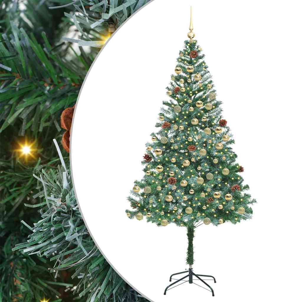 Kunstig juletre med 300 LED med stativ grønn 180 cm PVC og stål