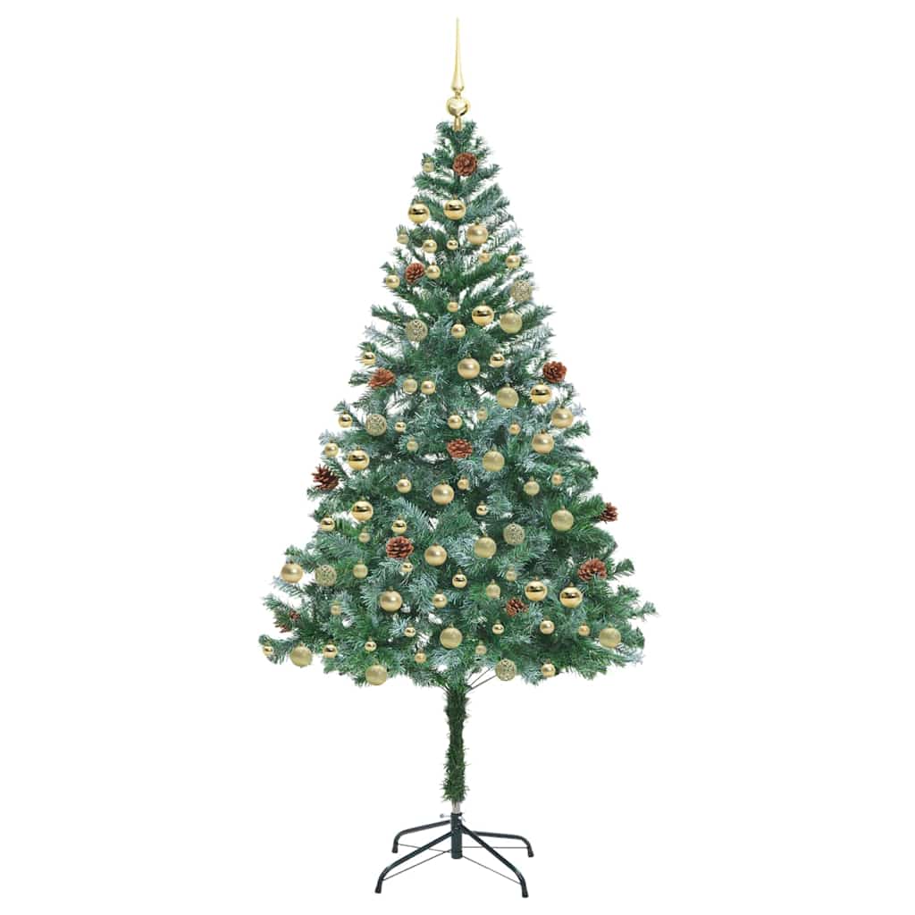 Kunstig juletre med 300 LED med stativ grønn 180 cm PVC og stål