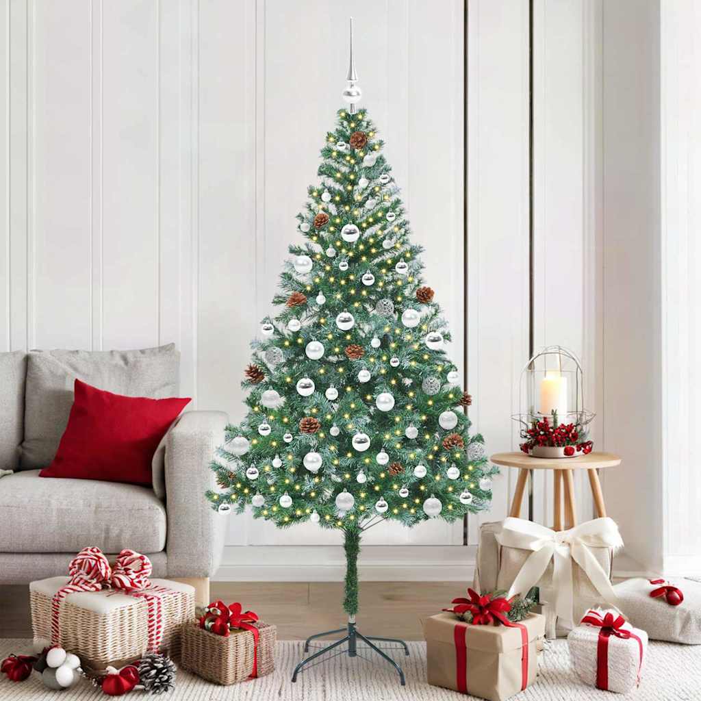 Kunstig juletre med 300 LED med stativ grønn 180 cm PVC og stål