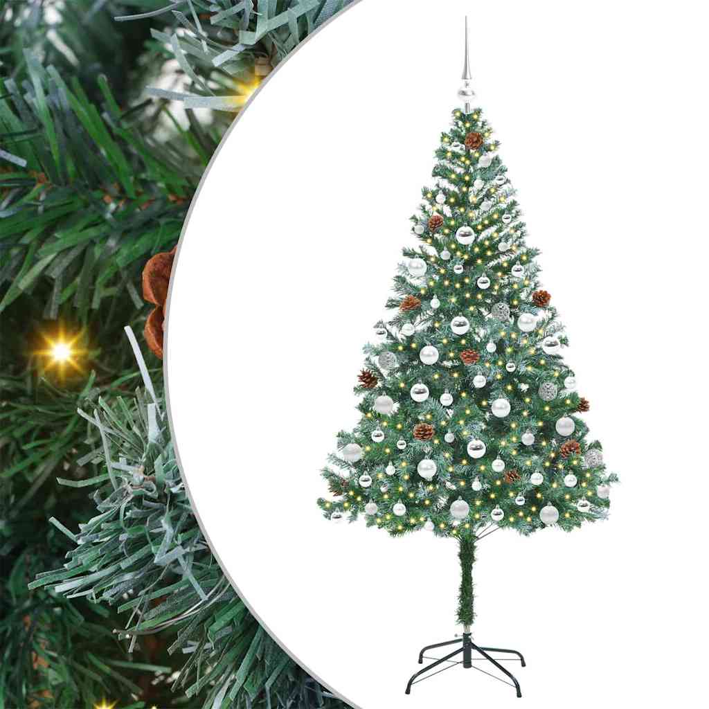 Kunstig juletre med 300 LED med stativ grønn 180 cm PVC og stål