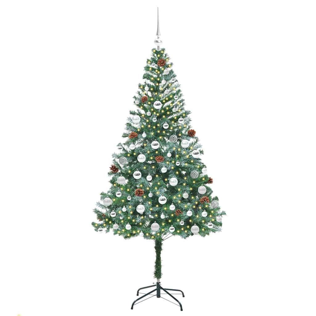 Kunstig juletre med 300 LED med stativ grønn 180 cm PVC og stål