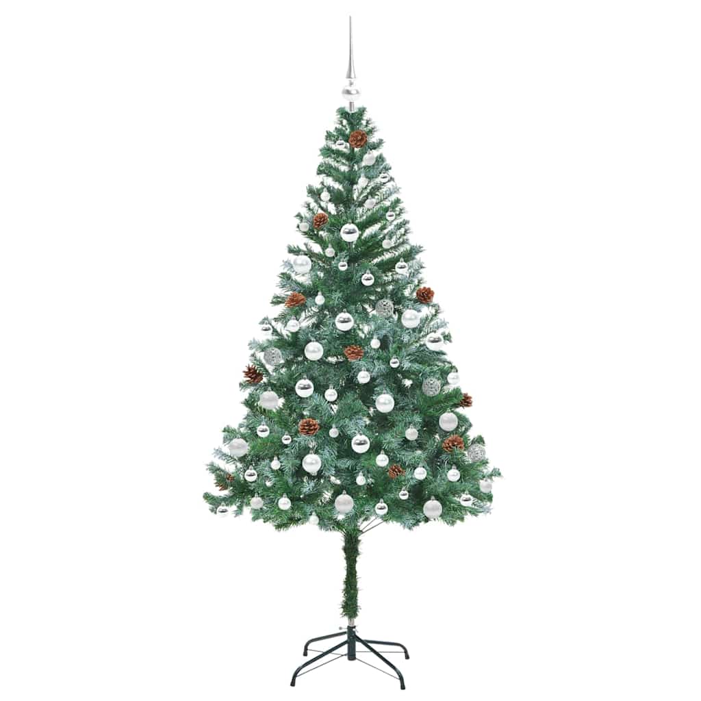 Kunstig juletre med 300 LED med stativ grønn 180 cm PVC og stål