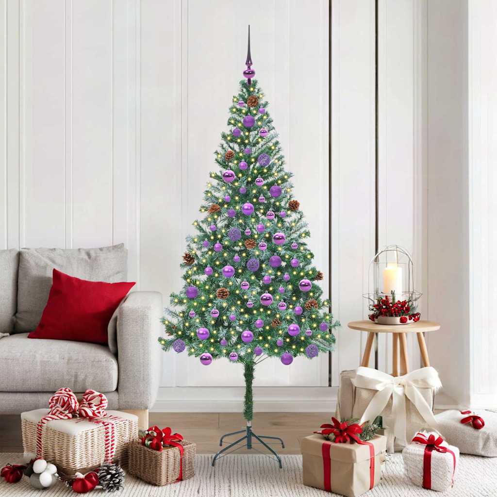 Kunstig juletre med 300 LED med stativ grønn 180 cm PVC og stål