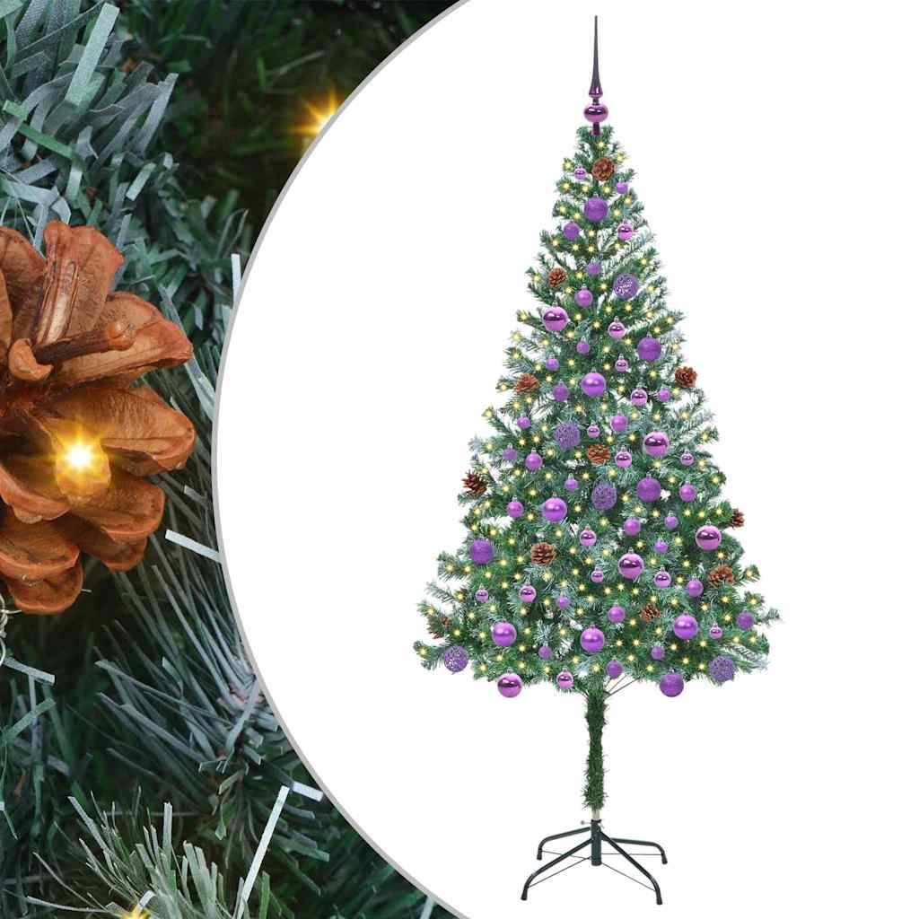 Kunstig juletre med 300 LED med stativ grønn 180 cm PVC og stål