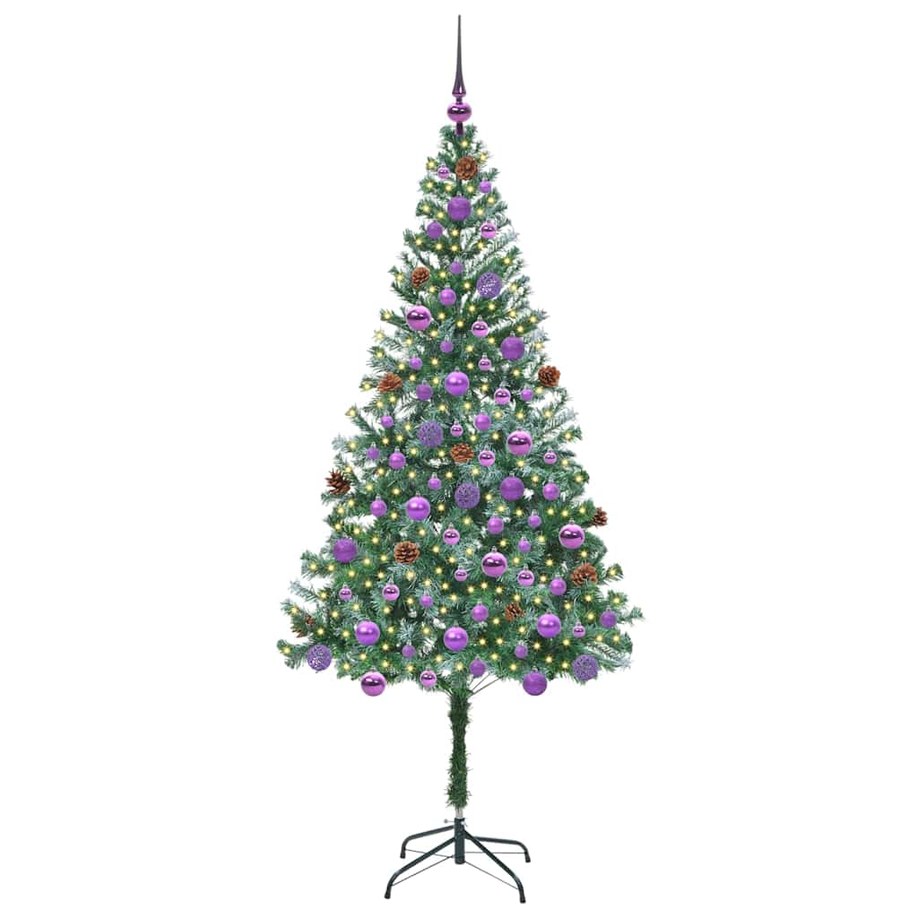 Kunstig juletre med 300 LED med stativ grønn 180 cm PVC og stål