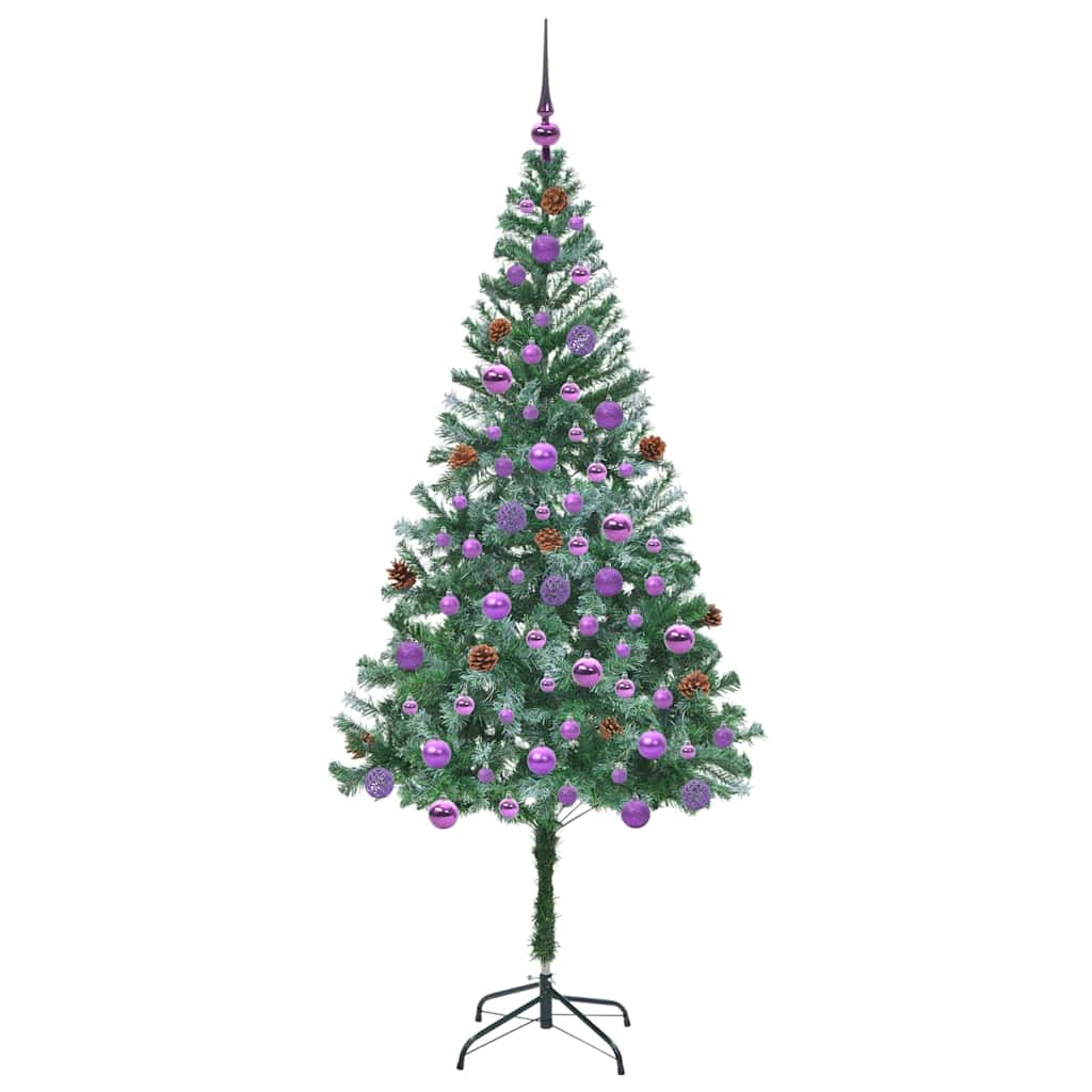 Kunstig juletre med 300 LED med stativ grønn 180 cm PVC og stål