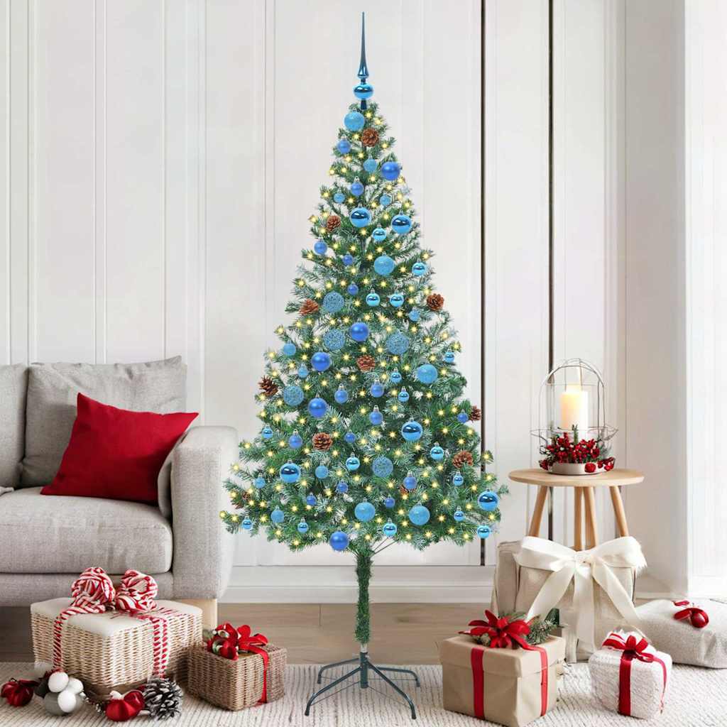 Kunstig juletre med 300 LED med stativ grønn 180 cm PVC og stål