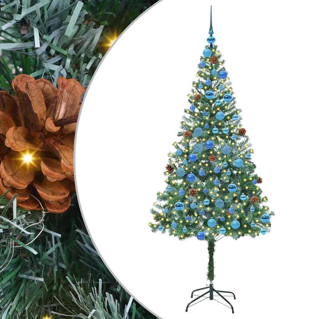 Kunstig juletre med 300 LED med stativ grønn 180 cm PVC og stål