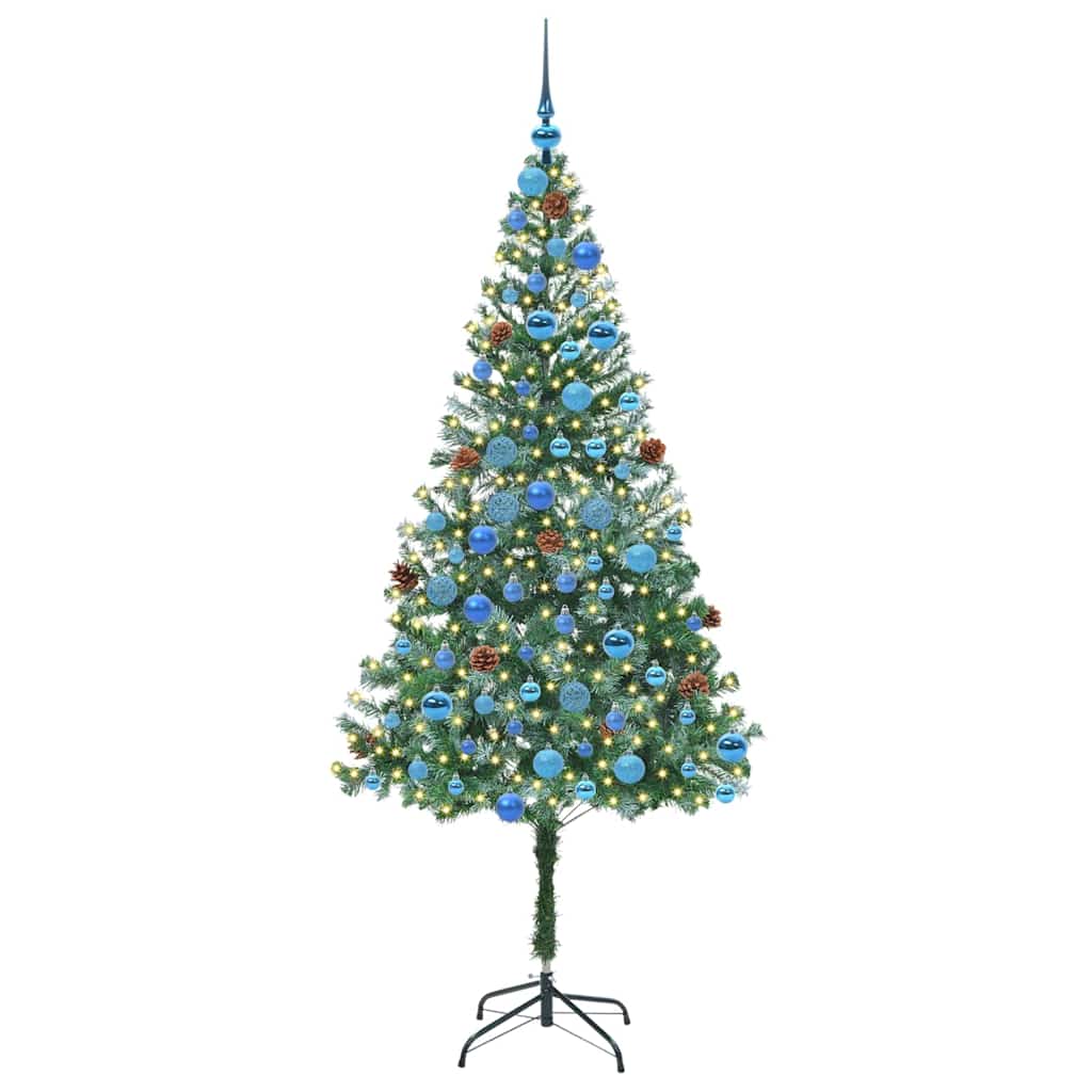 Kunstig juletre med 300 LED med stativ grønn 180 cm PVC og stål