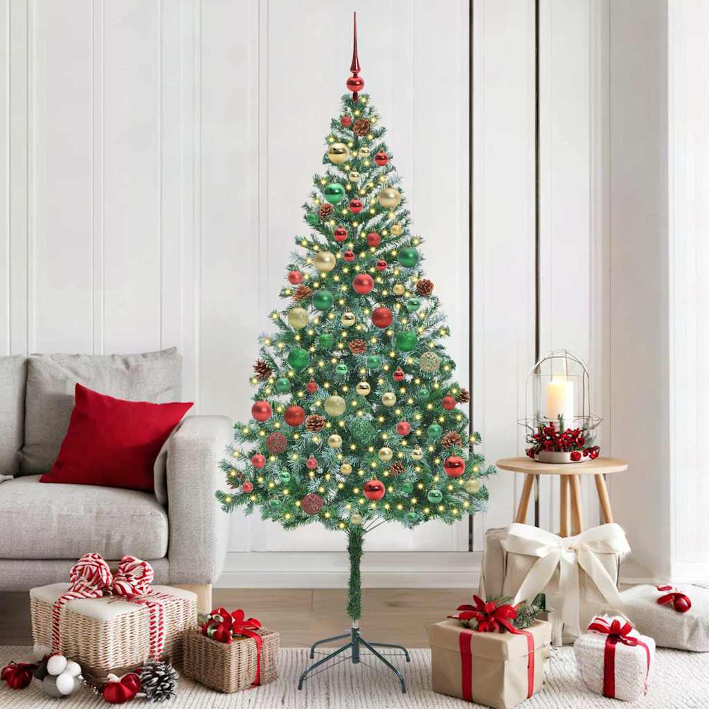 Kunstig juletre med 300 LED med stativ grønn 180 cm PVC og stål