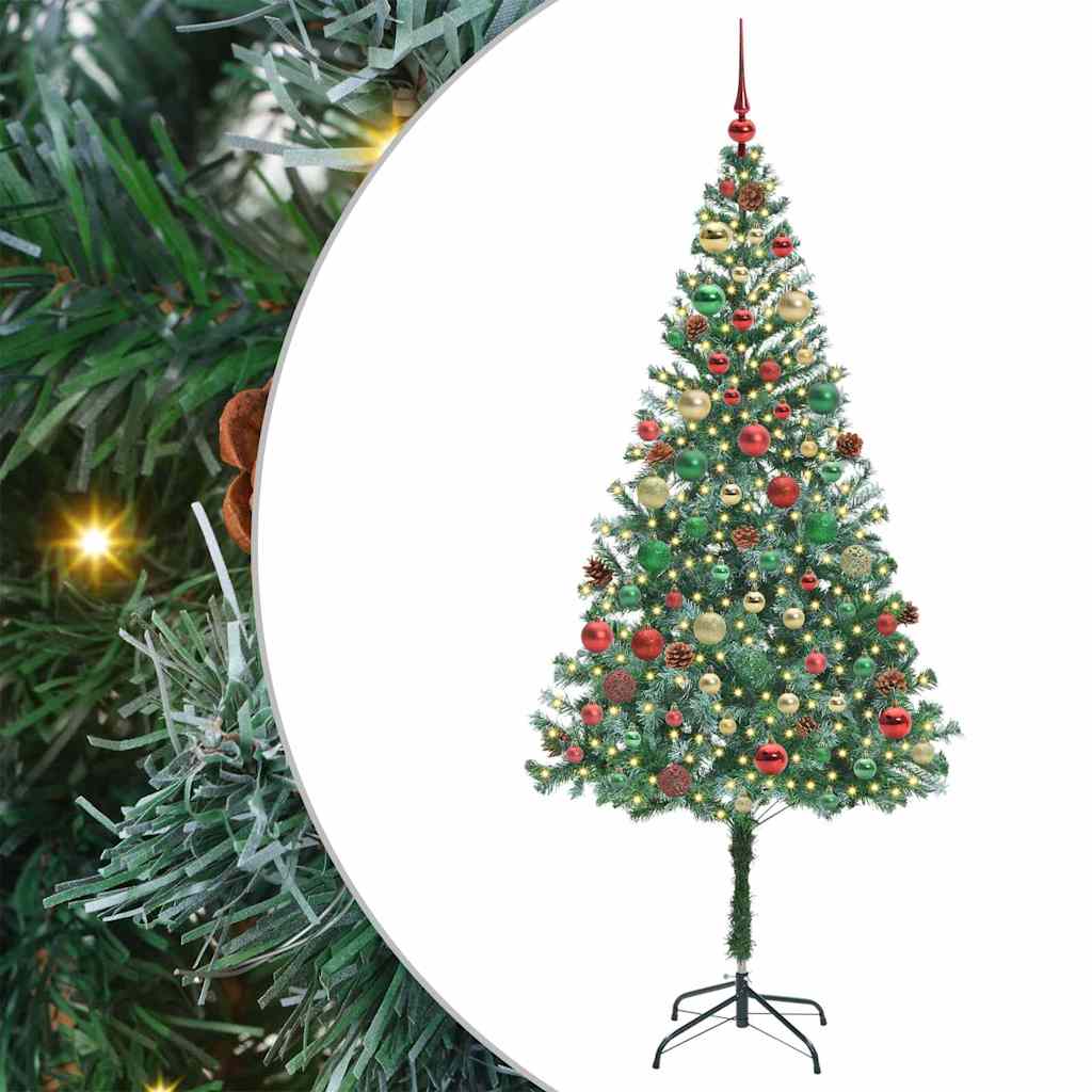 Kunstig juletre med 300 LED med stativ grønn 180 cm PVC og stål