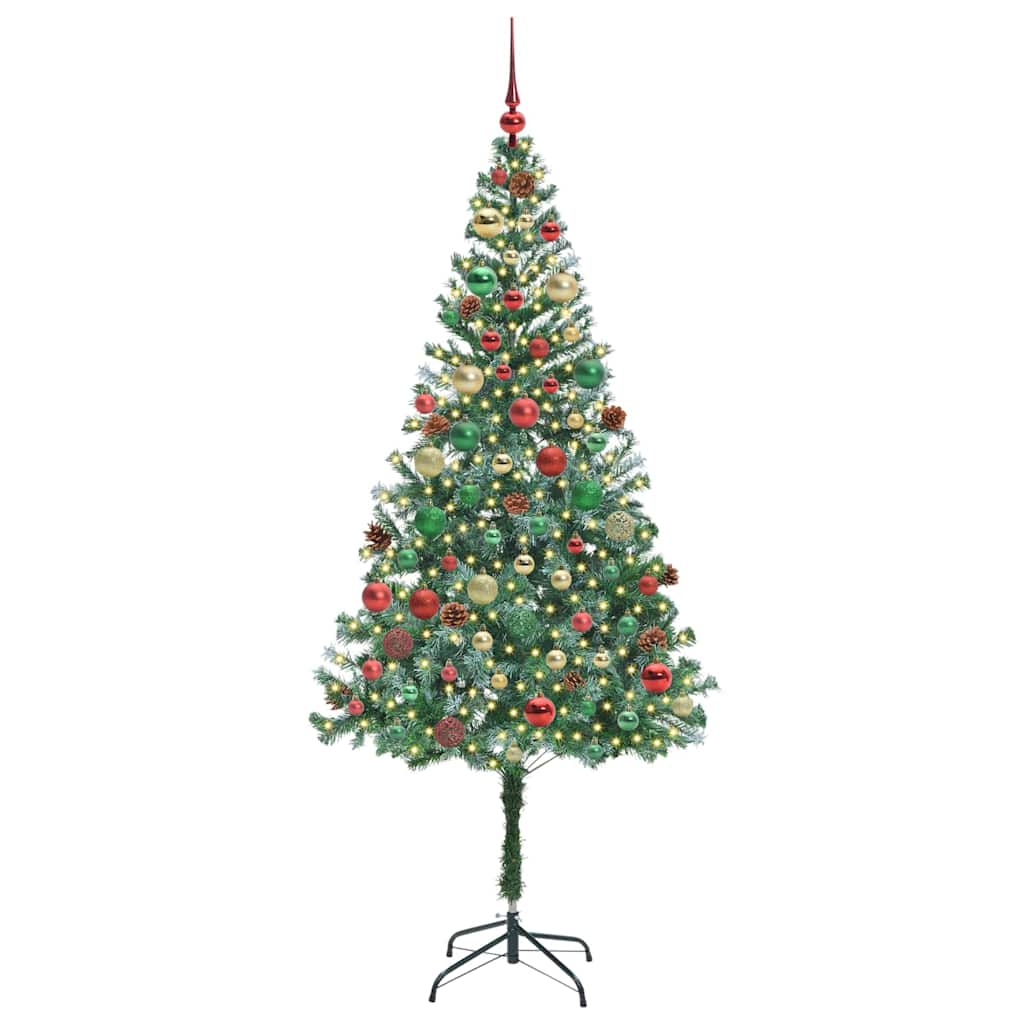 Kunstig juletre med 300 LED med stativ grønn 180 cm PVC og stål