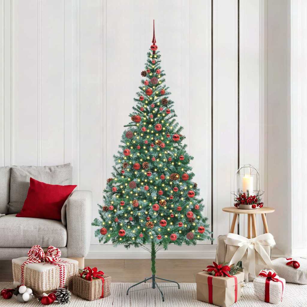 Kunstig juletre med 300 LED med stativ grønn 210 cm PVC og stål
