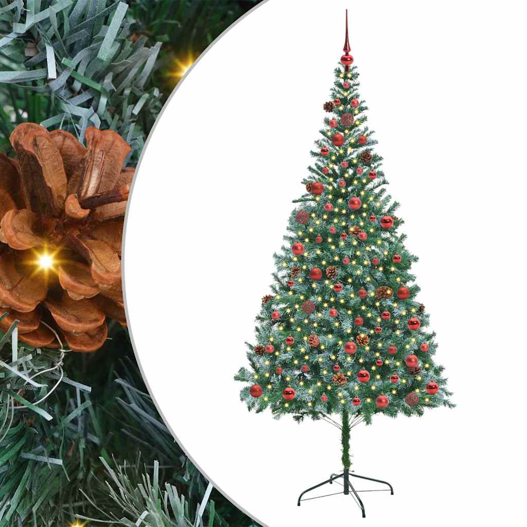 Kunstig juletre med 300 LED med stativ grønn 210 cm PVC og stål