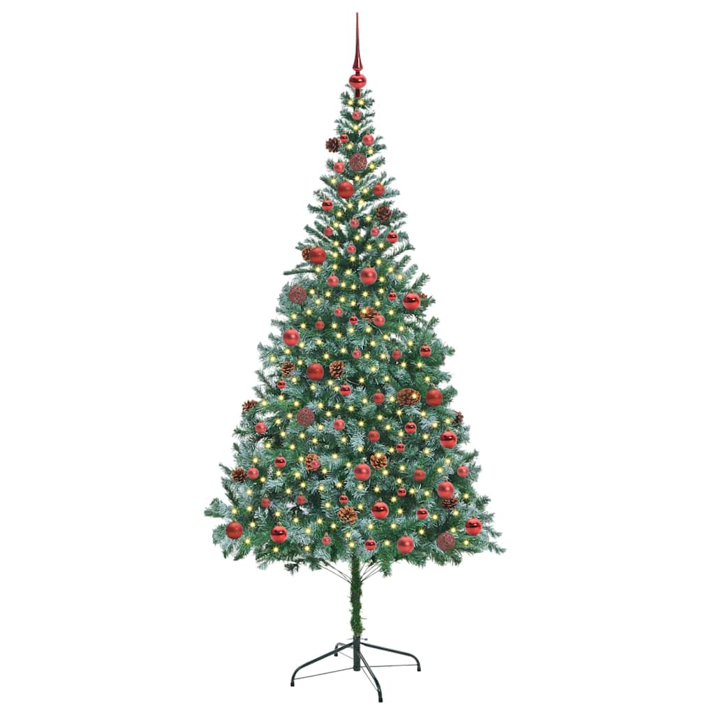 Kunstig juletre med 300 LED med stativ grønn 210 cm PVC og stål