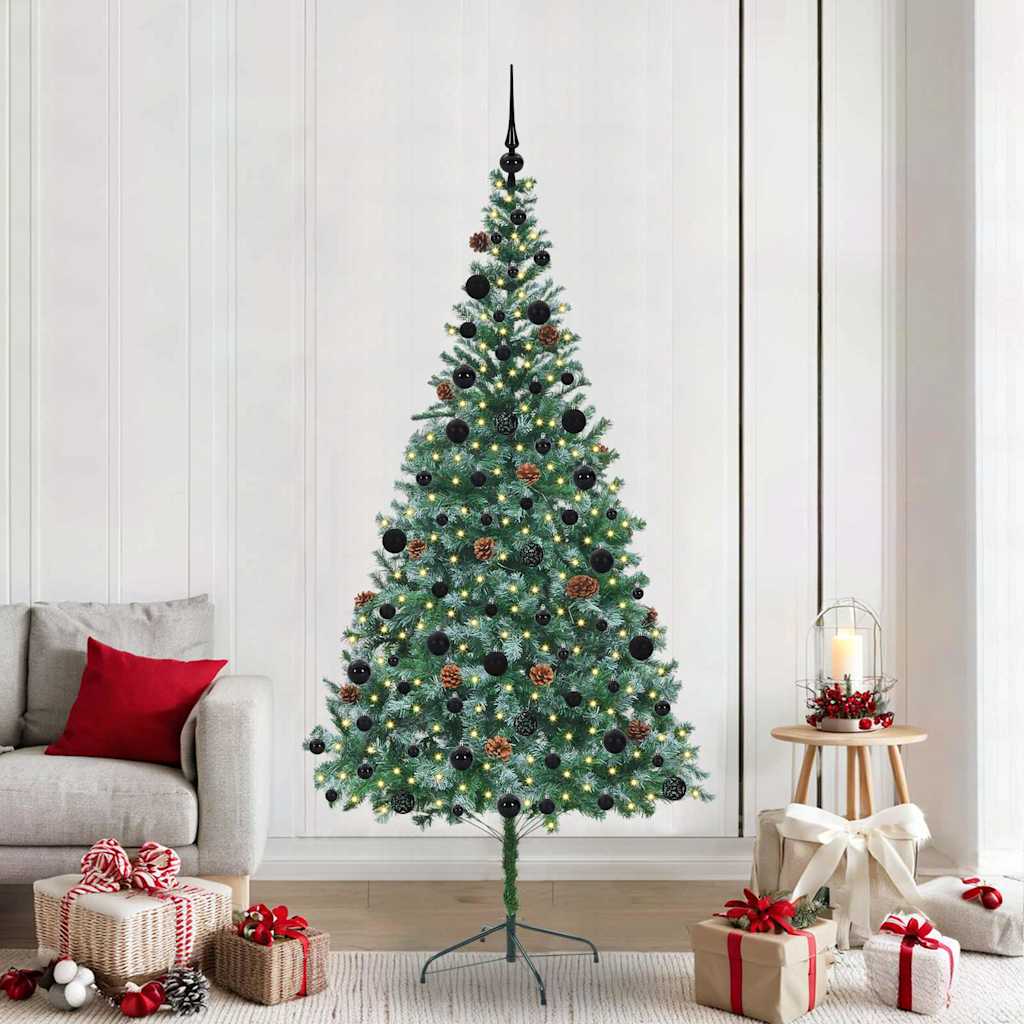 Kunstig juletre med 300 LED med stativ grønn 210 cm PVC og stål