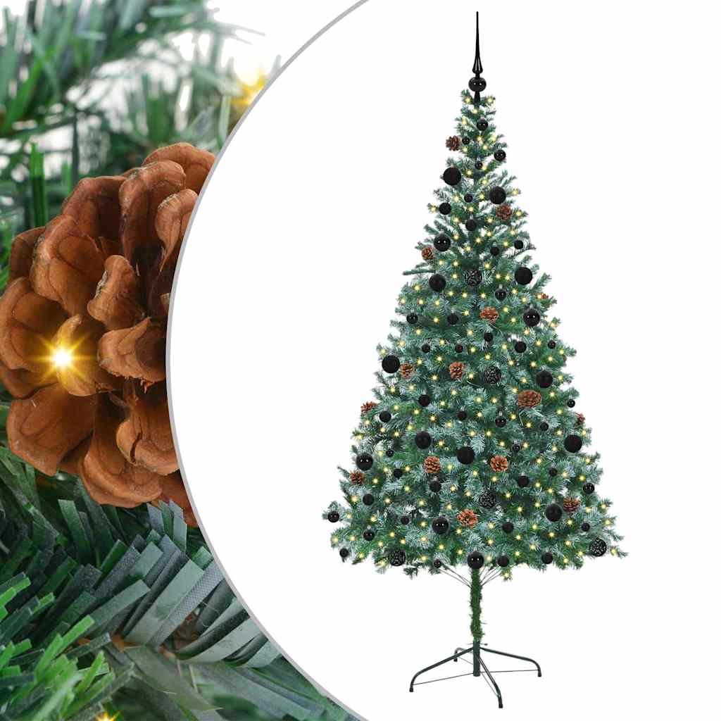 Kunstig juletre med 300 LED med stativ grønn 210 cm PVC og stål