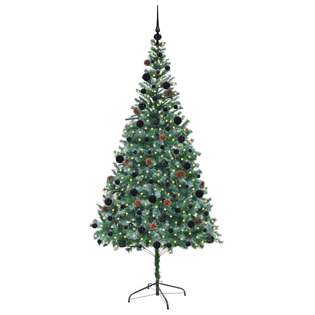 Kunstig juletre med 300 LED med stativ grønn 210 cm PVC og stål