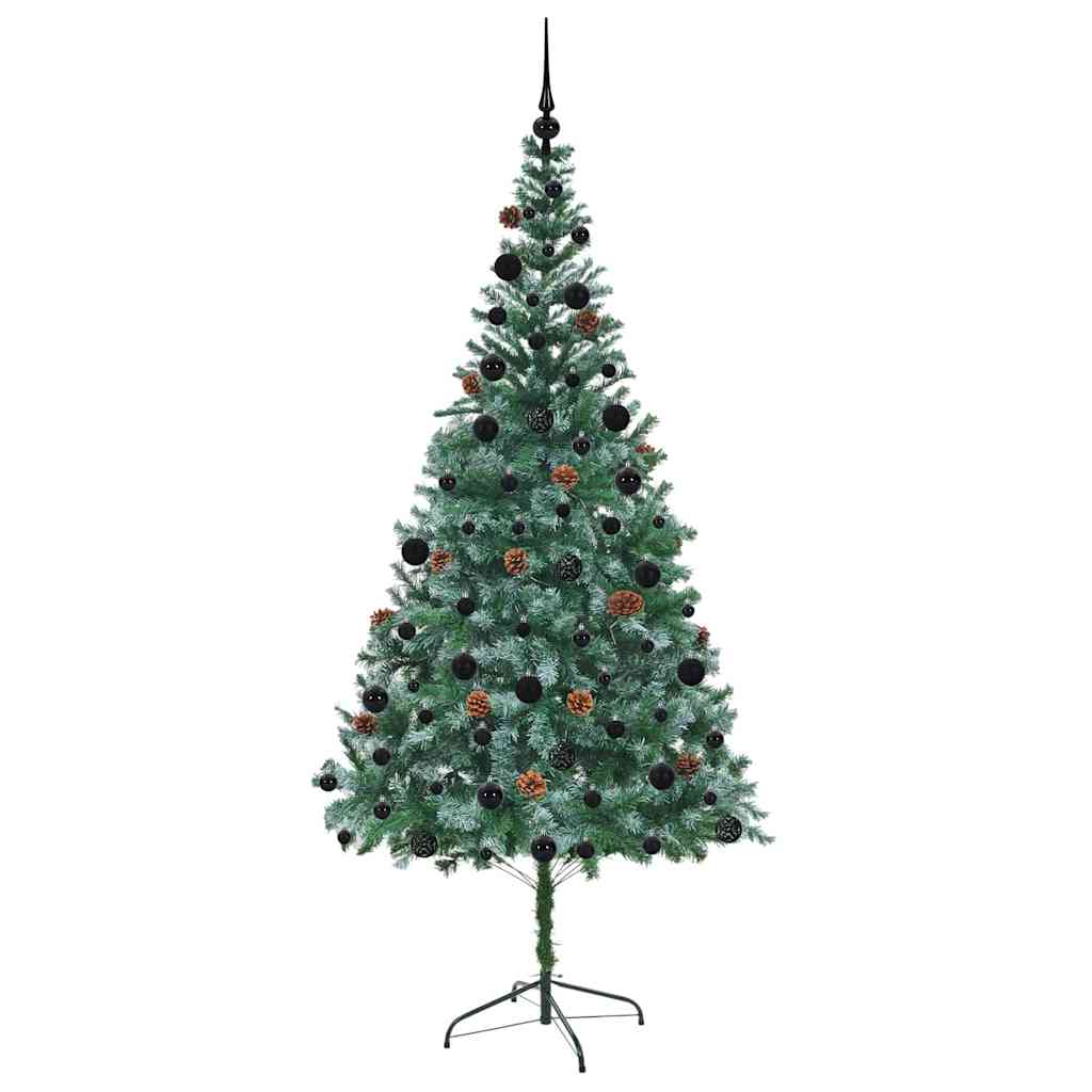 Kunstig juletre med 300 LED med stativ grønn 210 cm PVC og stål