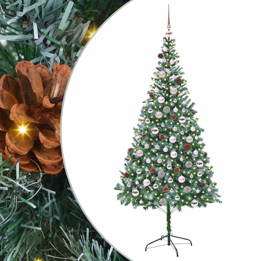Kunstig juletre med 300 LED med stativ grønn 210 cm PVC og stål